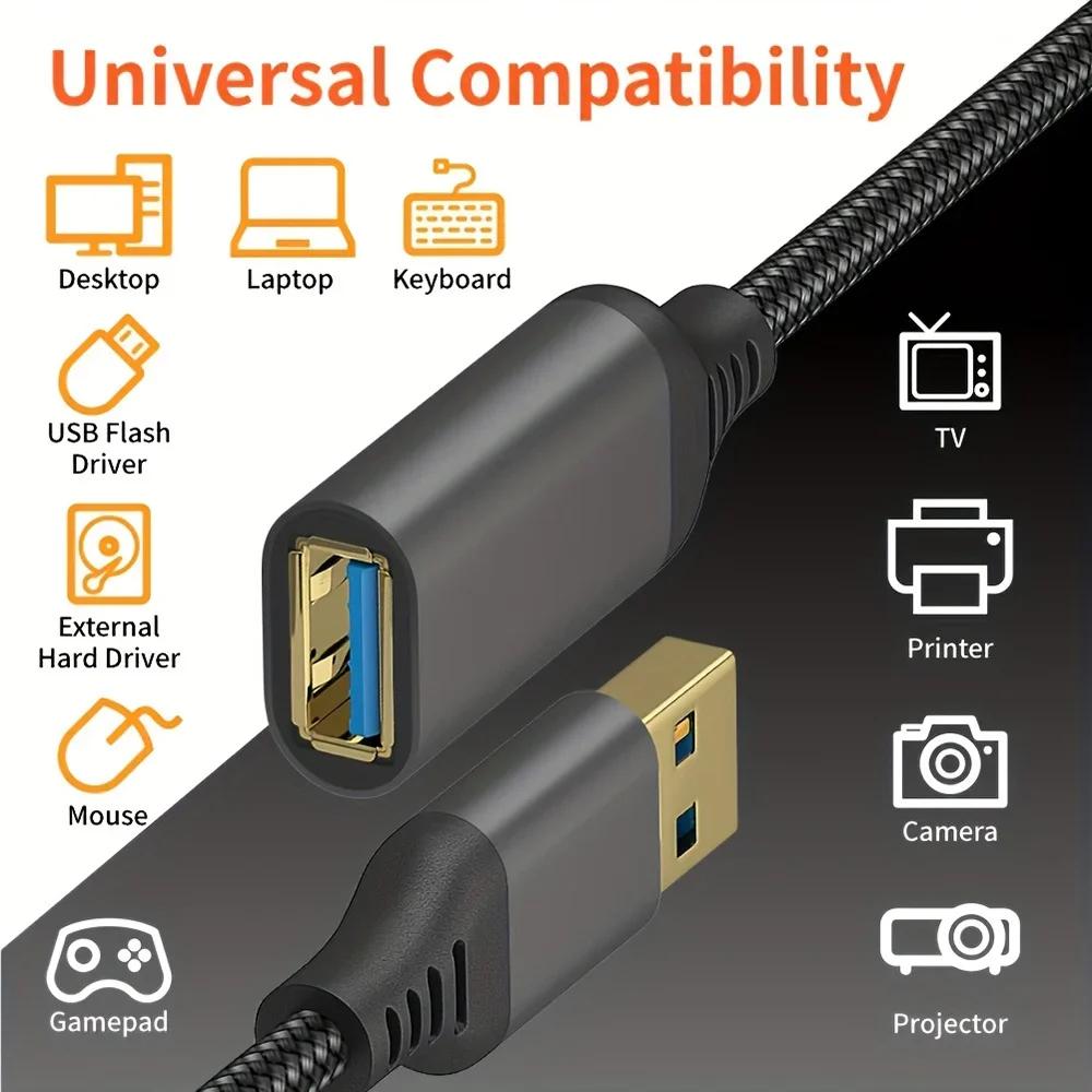 0.5/1/2/3/5M Nylon Braided USB 3.0 Extension Cable Male To Female Transmission Data Cord Computer Camera Printer Extension Wire