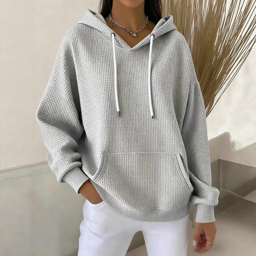2025 Autumn/Winter Solid Color Trendy Casual Long Sleeve Drawstring Hoodie