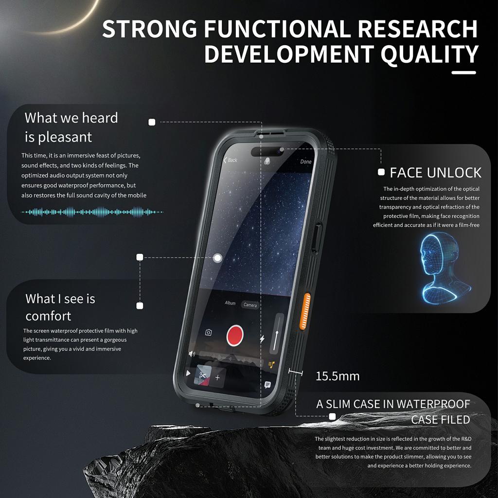 SHELLBOX Etui na iPhone 16 Plus Kompatybilne z MagSafe Wodoodporne IP68 Przezroczyste Etui na Telefon