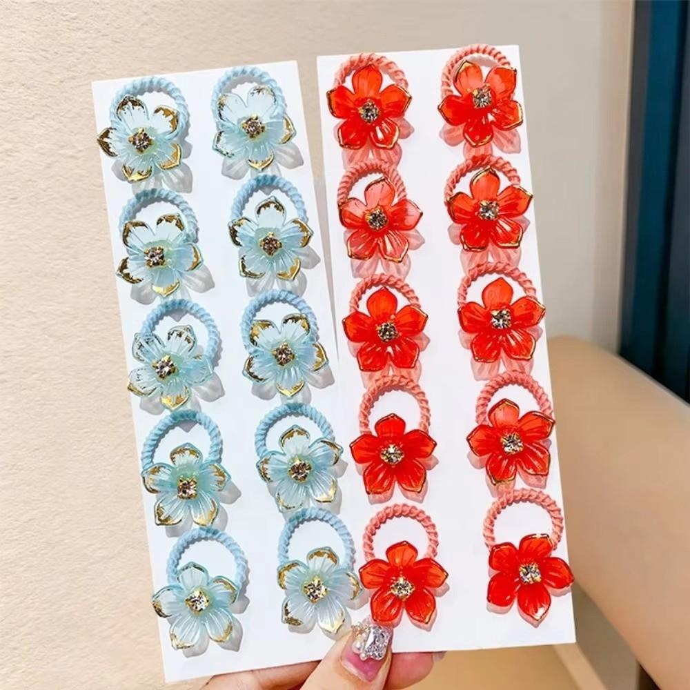 10pcs Durable Floral Elastic Hair Ropes High Elasticity Braiding Elastic Rubber Bands  Leisure