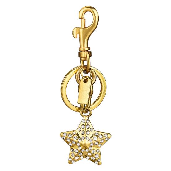 

Keychain Pendant Rhinestones Inlaid Strawberry Shape Key Chain with Lobster Clasp Bag Charm Backpack Accessory золотистый