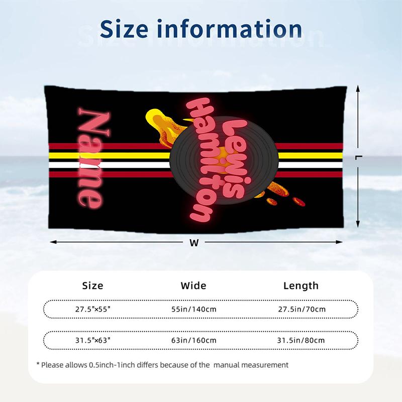 Lewis Hamilton Custom Name Printed Beach Towel Personalized Soft Towel For Swimming Beach Travel