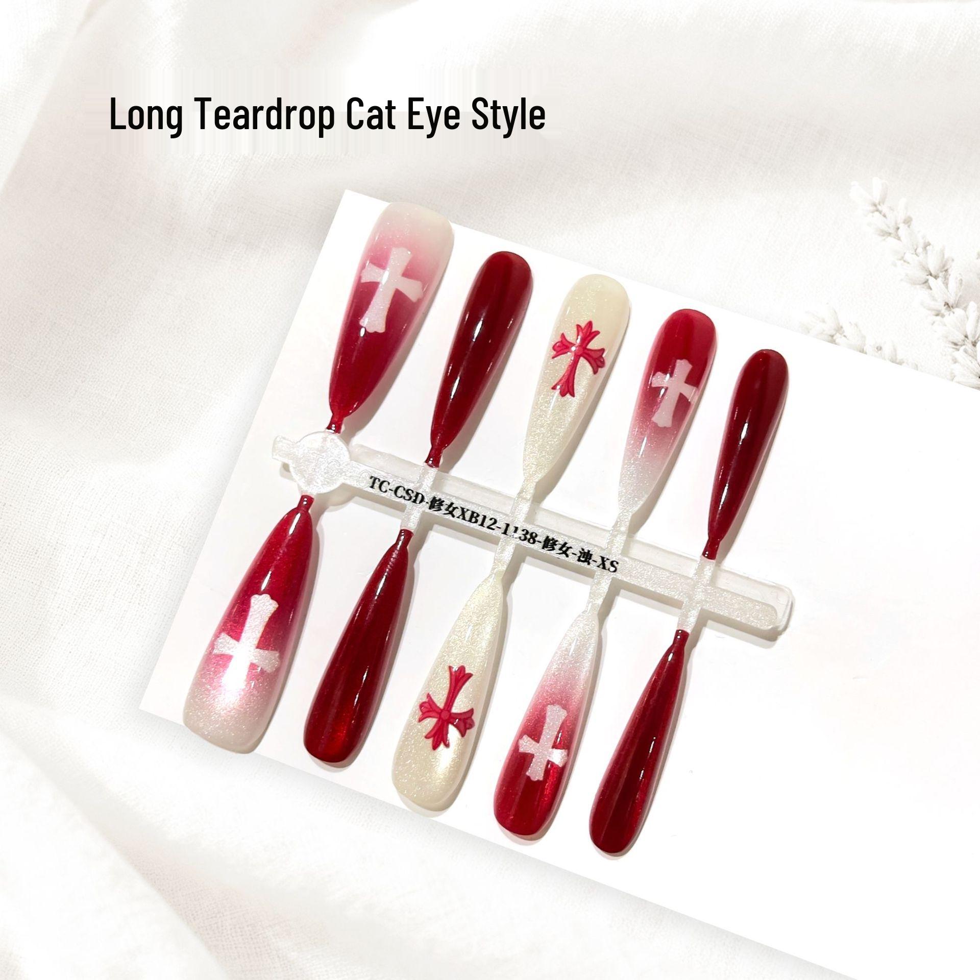 Holy Light Oracle Cat Eye Nail Tips & Gothic Chrome Heart Art Stickers