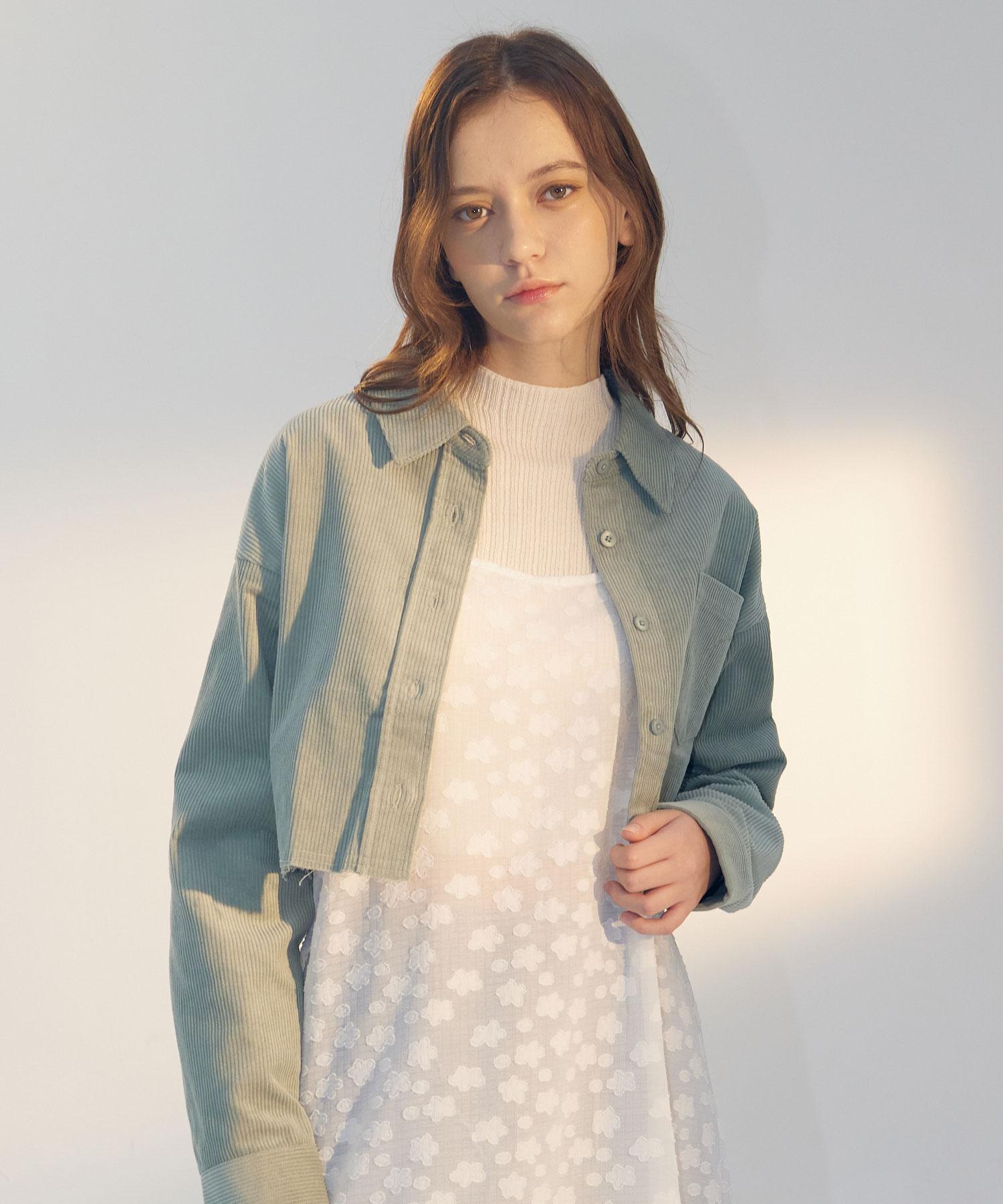 Deliscent Corduroy Loose Crop Shirt [Mint] Mint/Free
