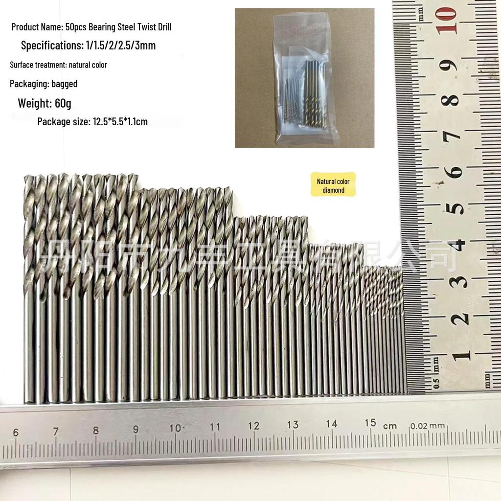 1-3mm Titanium-Plated Twist Drill Set, 100/50pcs, Straight Shank for Manual Use
