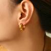 French Retro Temperament Micro-diamond Set Round Octagram Titanium Steel Ear Ring Across 18K Real Gold Plain Ring Ear Buckle 2026