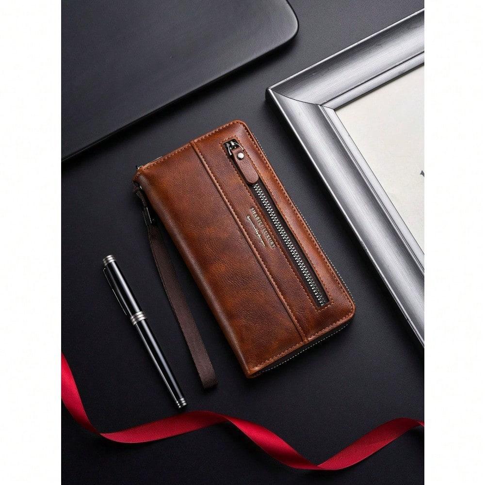 Men's Long Zipper Mobile Phone Bag Men's Large-capacity Clutch Bag Multi-card Business Clutch Bag