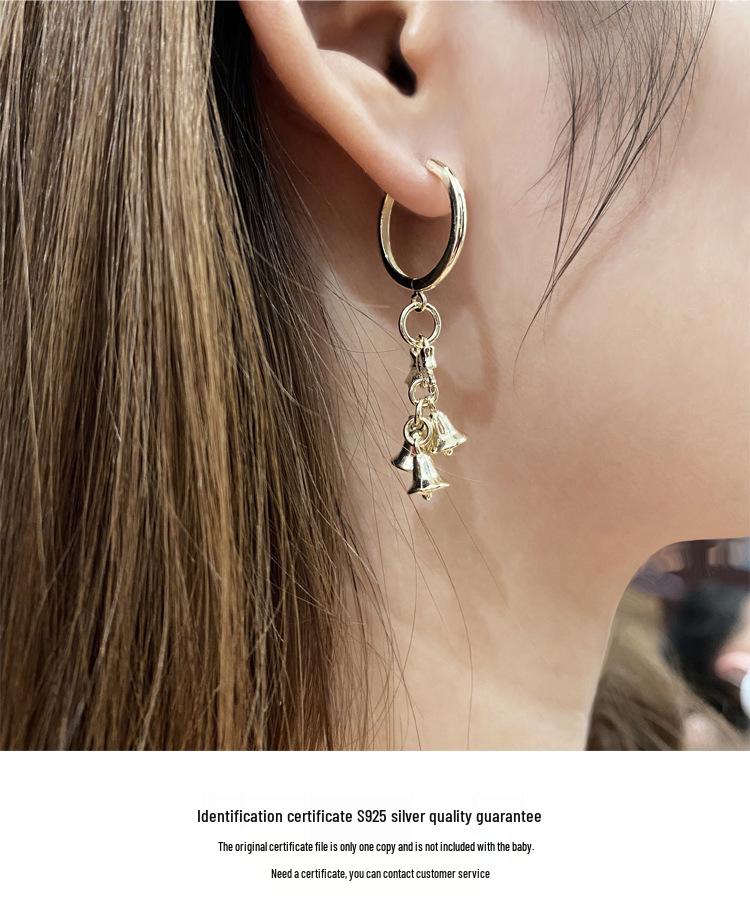 Christmas Hot Selling Women’s S925 Silver Wind Chime Earrings with 18K Gold Plated Ear Cuffs