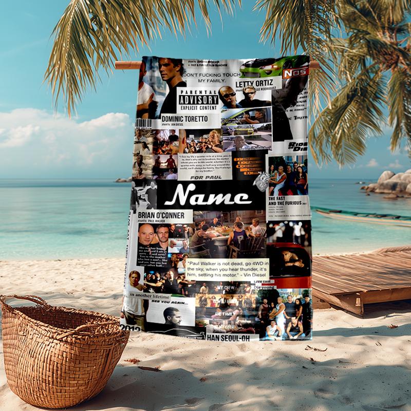 Custom Name Ultra-Soft Beach Towel with Fast & Furious Theme,Ideal for Pool - Camping, Diving - Perfect Travel Essential, Vibrant Beach Towel.