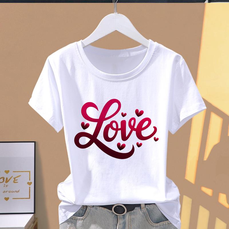 (Asian Size) cute letter style Women's Top T shirt Printed O-neck Short Sleeve T-shirts Fashion Female Casual Clothing Graphic Tee