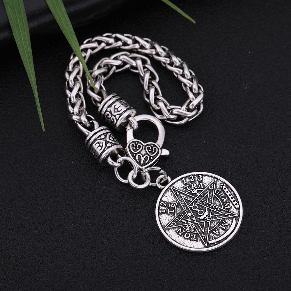 Vintage Tetragrammaton Pentacle Pentagram Pendant Bracelets Wiccan Talisman Amulet Seal of Solomon Jewelry Gift For Men