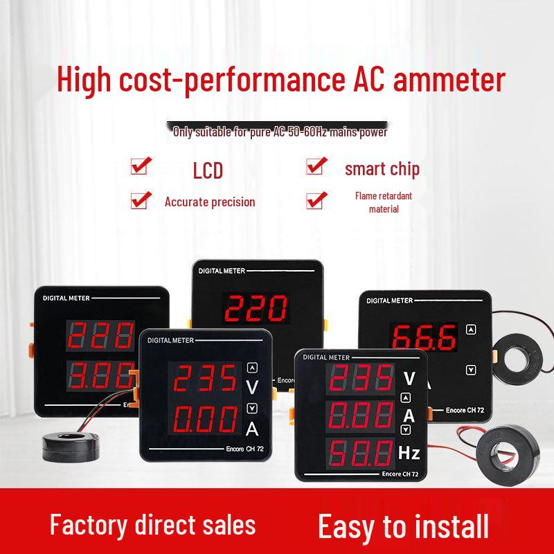 

CH-72 Digital LED AC Voltage, Current, and Frequency Meter V - Voltage Meter