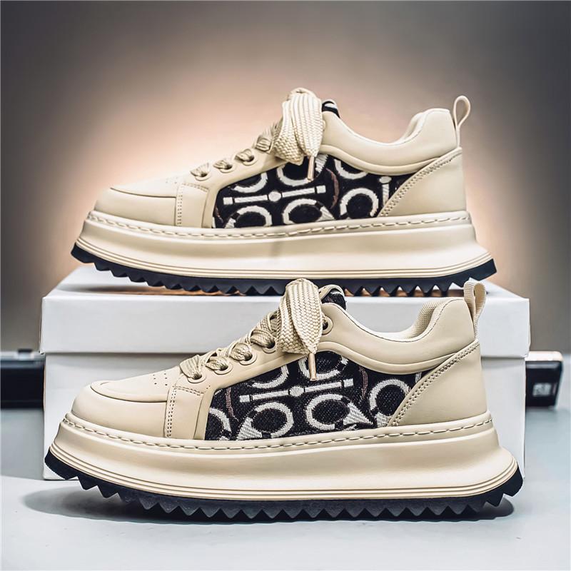 Spring fashion embroidery color matching platform tide shoes versatile sports casual shoes heightening comfortable men's shoes