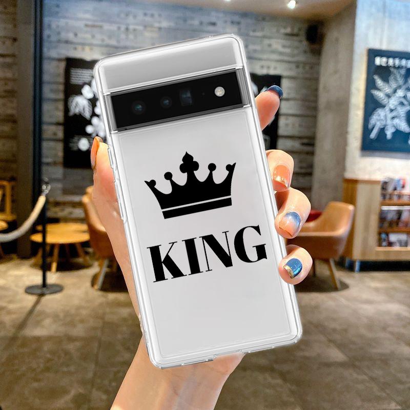 Für Google Pixel 10 Pro 10A Handyhülle Pixel 9 Pro XL Pixel 8 Pro 9A 8A 7A 7 6A 6 Pro Weiche Hülle Paar Cartoon Krone König Königin
