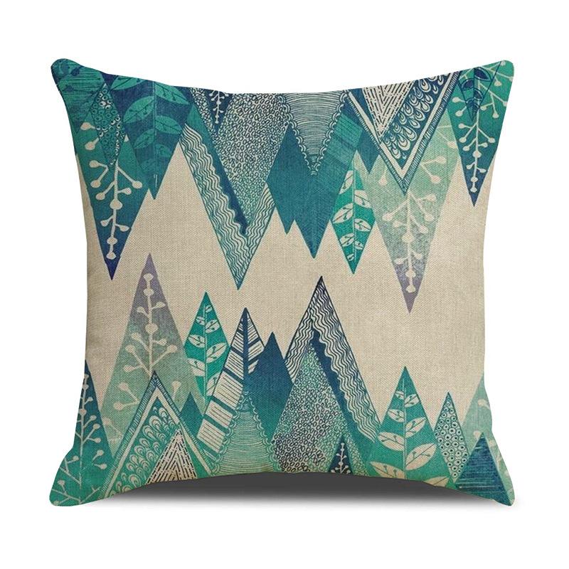 Home Ocean Wave Digital Printed Throw Pillow Linen Cushion Waist Pillow Case