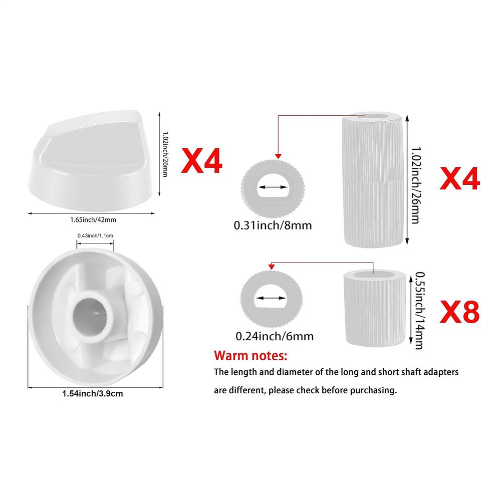 4Pcs Replacement Switc h Knob Plastic Knob Gas Stove Control Knob Plastic Handle For Benchtop Burner accessories Universal белый