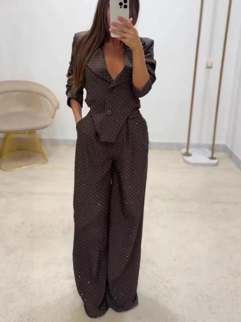 Women's Formal Business Suit Set - Blazer Top & Trousers