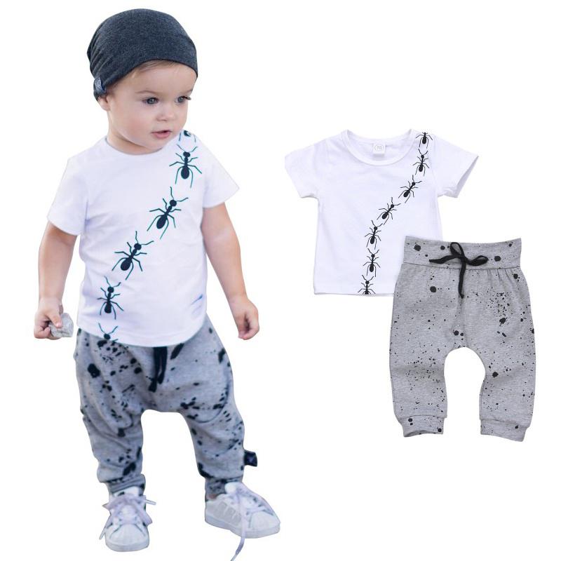 

Комплект из 2 шт., хлопковая футболка с принтом для мальчиков и девочек, комплект брюк