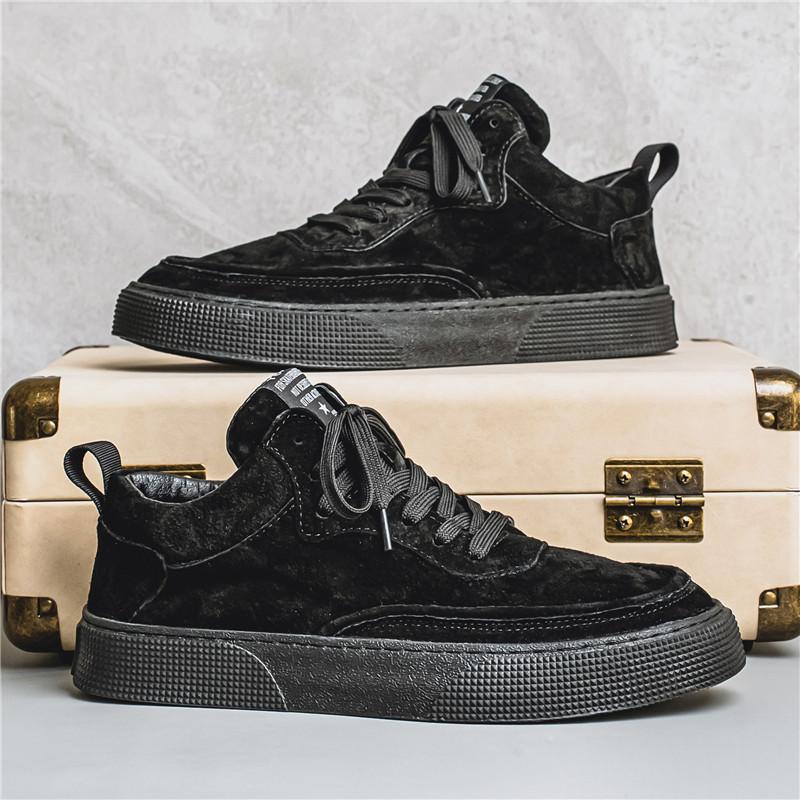 

Мужская обувь весна новые туфли на толстой подошве ретро кроссовки повседневные спортивные мужские четырехсезонные трендовые низкие туфли с высоким голенищем мужские 44 чёрный