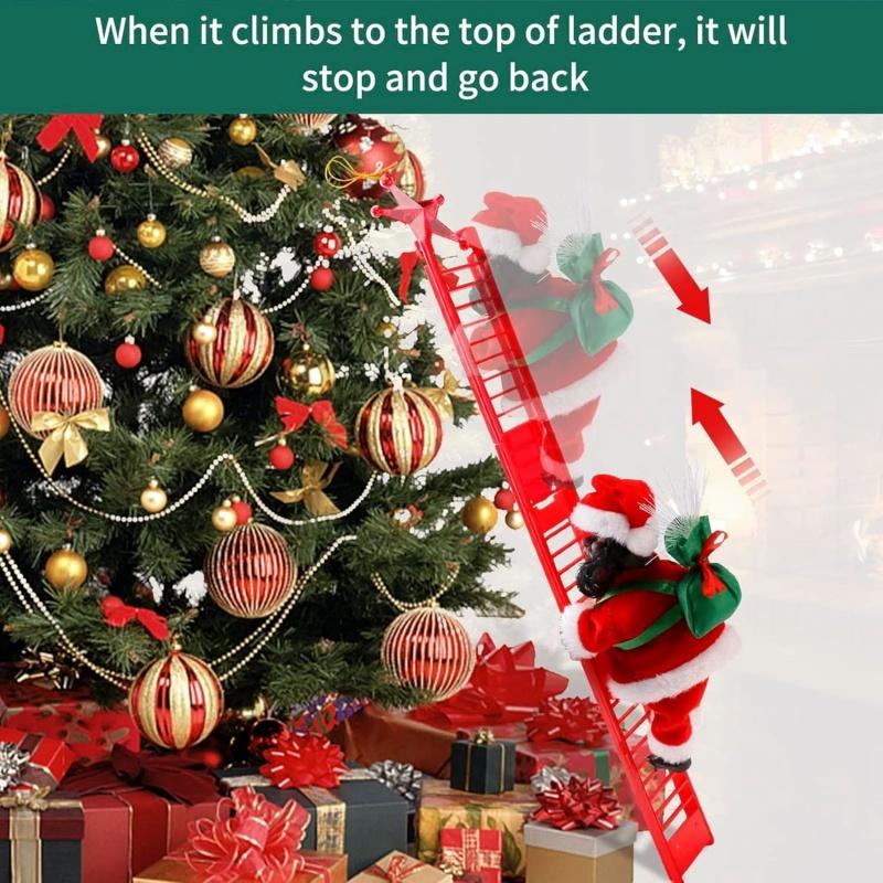Santa Climbing Ladder Electric Claus Rope Ladder Decoration Christmas Tree Hanging Ornaments for Party Home Door