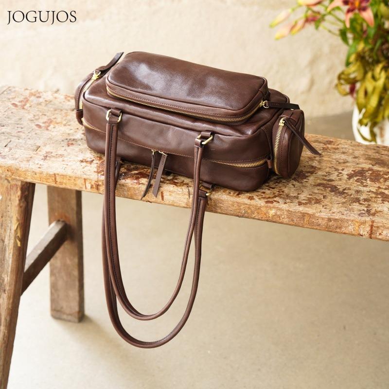 First-layer cowhide leather women's bag vegetable tanned leather large-capacity retro handbag commuter tote bag women