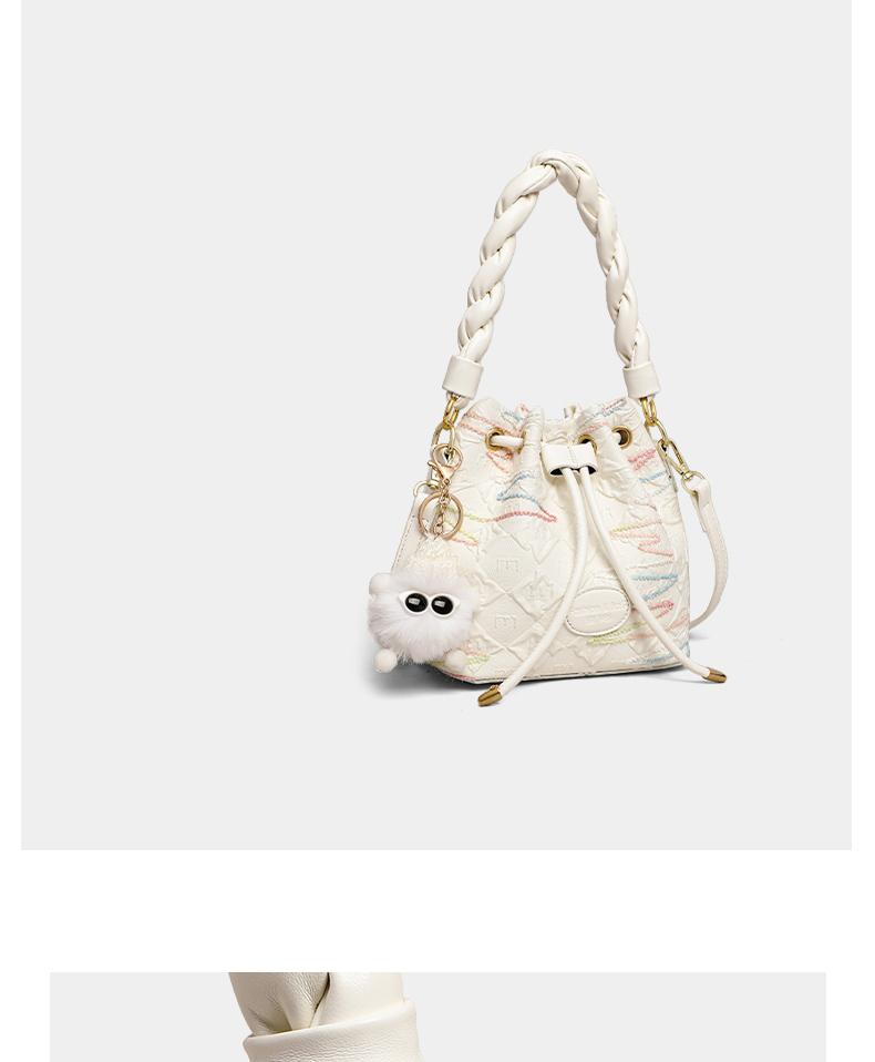 Viney Woven Handle Bucket Bag for Women, Sweet and Versatile Commuting Tote Crossbody Bag