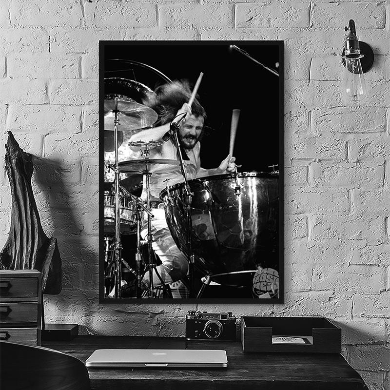 Singer Star Poster und Drucke John Bonham Pop Rock and Roll Leinwandbild auf Loft Schwarz Weiß Klassische Musik Wanddekoration Druck ohne Rahmen