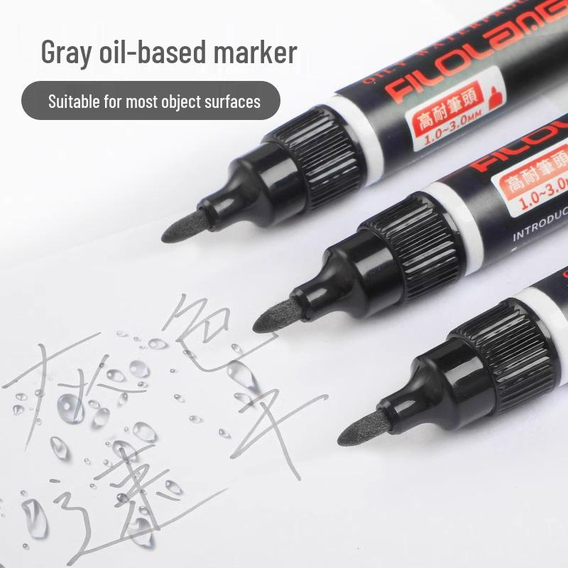 Feloran Gray Oily Marker Pen - Colorfast, Scratch-Resistant, Quick-Drying, Non-Erasable, Waterproof, for Industrial Marker Repair, 1MM