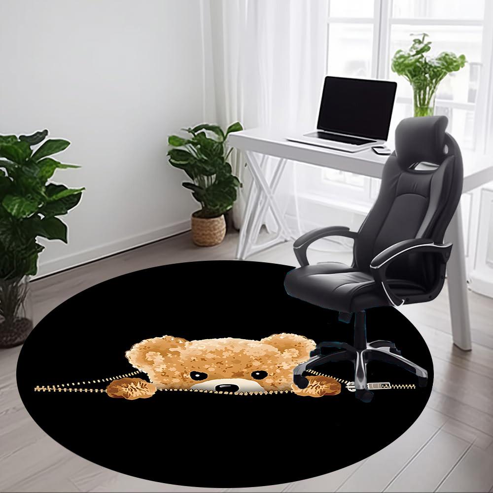 1pc Teddy Bear Carpet for Office Non-Slip, Round Carpet, Soft & Comfortable, Carpet for Office, Lightweight Round Floor Mat