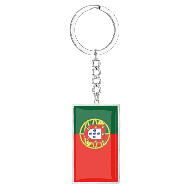 Stainless Steel Epoxy Canada Australia Flag Keychains Rectangle National Flag Pendant Car Key Chain