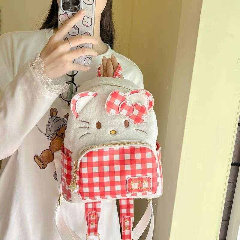 Printed Backpack Plaid Anime Peripheral Outdoor Schoolbag Leisure