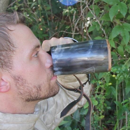 Norse Viking Tankard Fenrir Engraved Drinking Horn Mug