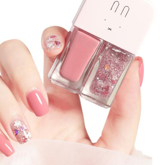 6ml x 2 Nail Decoration Water-proof Dry Quickly Resin 2 in 1 Nail Polish Set for Beauty