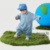 Mini Balabala Baby Denim-Look Long Sleeve Romper
