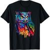 Mignon Hibou Cornu Coloré Pop Art Oiseau Œuvre d'Art Pour Amoureux des Hiboux T-Shirt