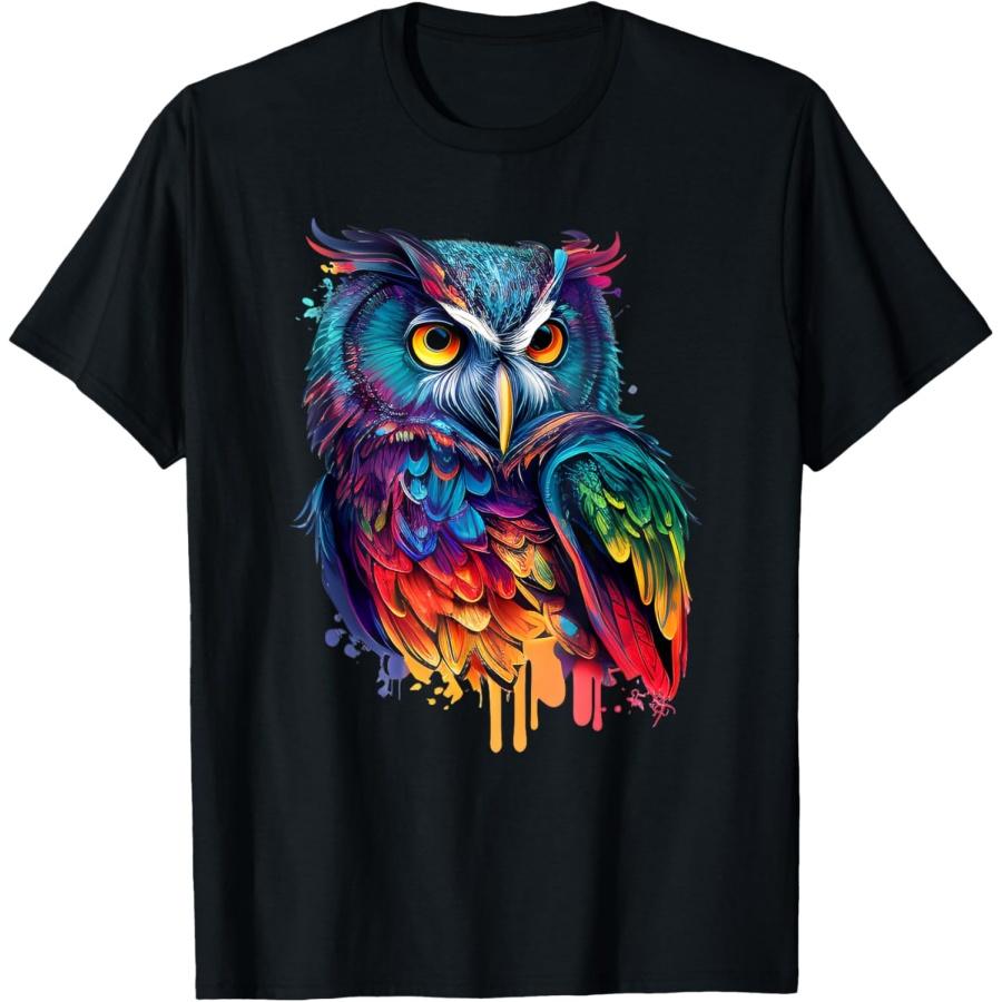 

Cute Horned Owl Colorful Pop Art Bird Artwork For Owl Lovers T-Shirt XXXXXL чорний