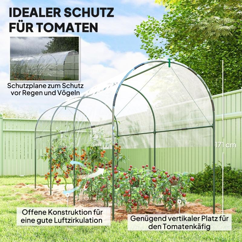 Greenhouse, winterproof, foil greenhouse with Arched roof, ground anchor greenhouse 400 x 123 x 171cm Transparent