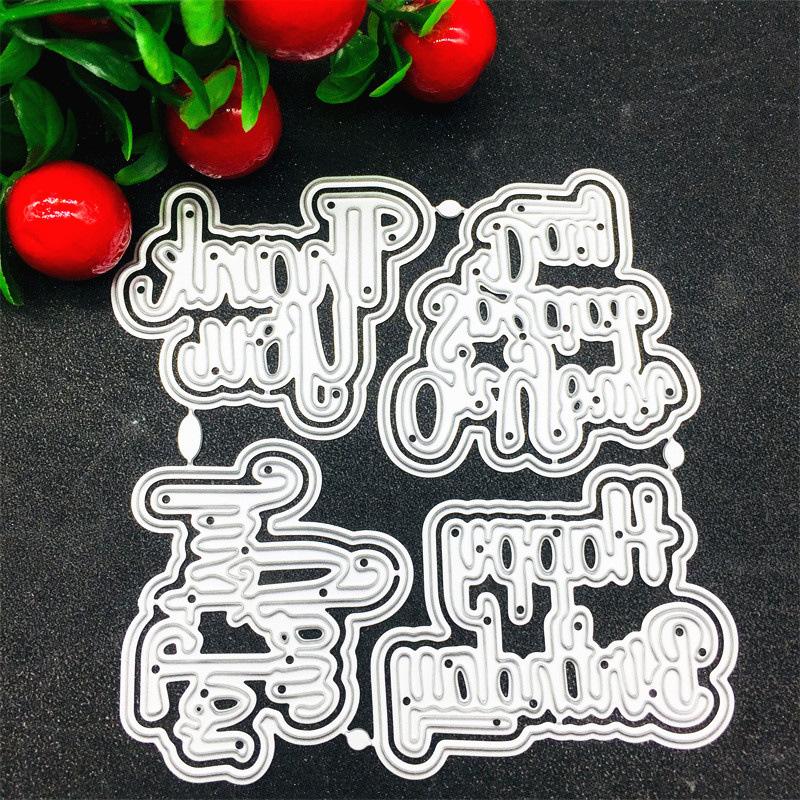 Fustelle In Metallo Con Scritta Happy Birthday, Stencil Per Goffratura Per 736265