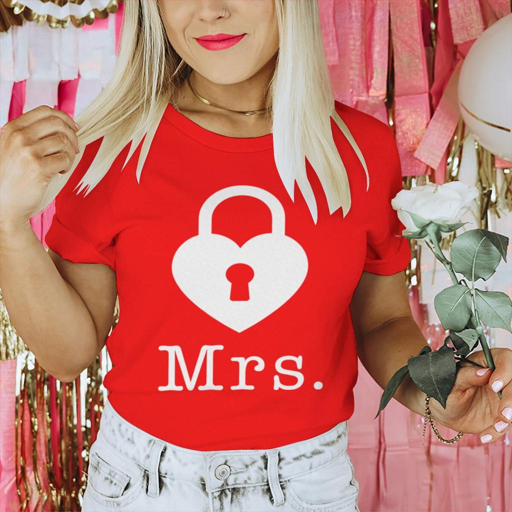 Fun Lock and Key Print Couple Matching Tshirt Men Women Marriage Anniversary Tee Fashion Short Sleeve Valentine Gift Streetwear