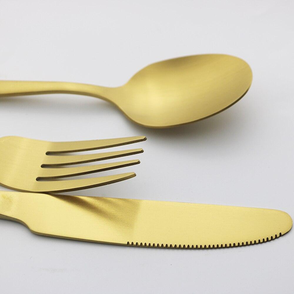 9 teile/satz Gold Geschirr Edelstahl Besteck Set Abendessen Messer Gabel Löffel Sliverware Küche Geschirr Set
