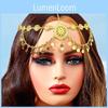 Elegant Simulation Gemstone Decor Women Golden Headpiece With Tassel Design For Travel And Gift