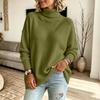 Women's Color Mock Neck Pullover Sweater Casual Knit Top for Everyday Wear