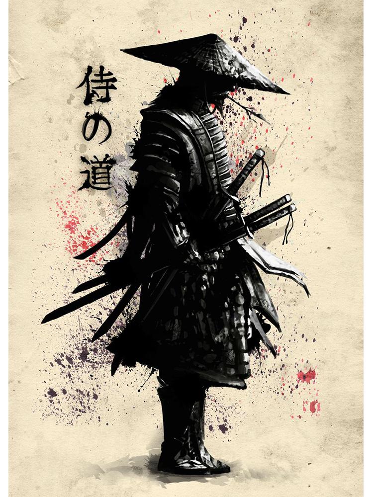 Retro Japanese Samurai Posters Canvas Painting Japan Culture Wall Art Picture For Living Room Home Decoration Frameless