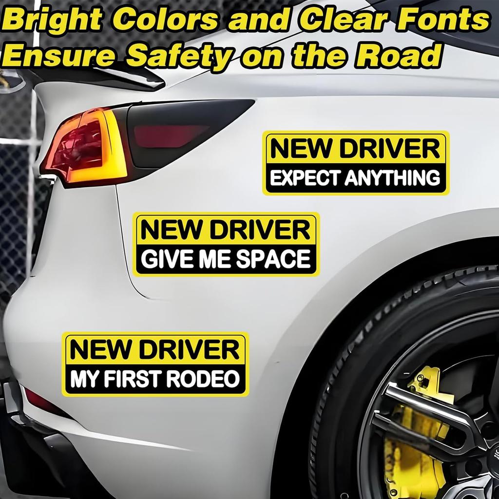 3Pcs Student Driver New Car Stickers, Magnetic Student Driver Signs For Car, Personalized Bright Colors Accessories, Clear Fonts Supplies Suitable
