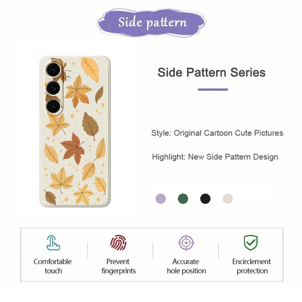 For Samsung Galaxy S24 FE Case Maple Leaves Pattern Printing Straight Edge TPU Phone Back Cover