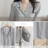 [Wearbee] volume sleeve open collar blouse long sleeve shirt cute fashionable office Plain color simple V-neck spring/summer ladies puff sleeves long