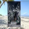 Asciugamano da Spiaggia Personalizzato per Moto Nome Personalizzato Moto Sportiva Microfibra Asciugamani da Bagno Morbidi Asciugatura Rapida Piscina Lettino