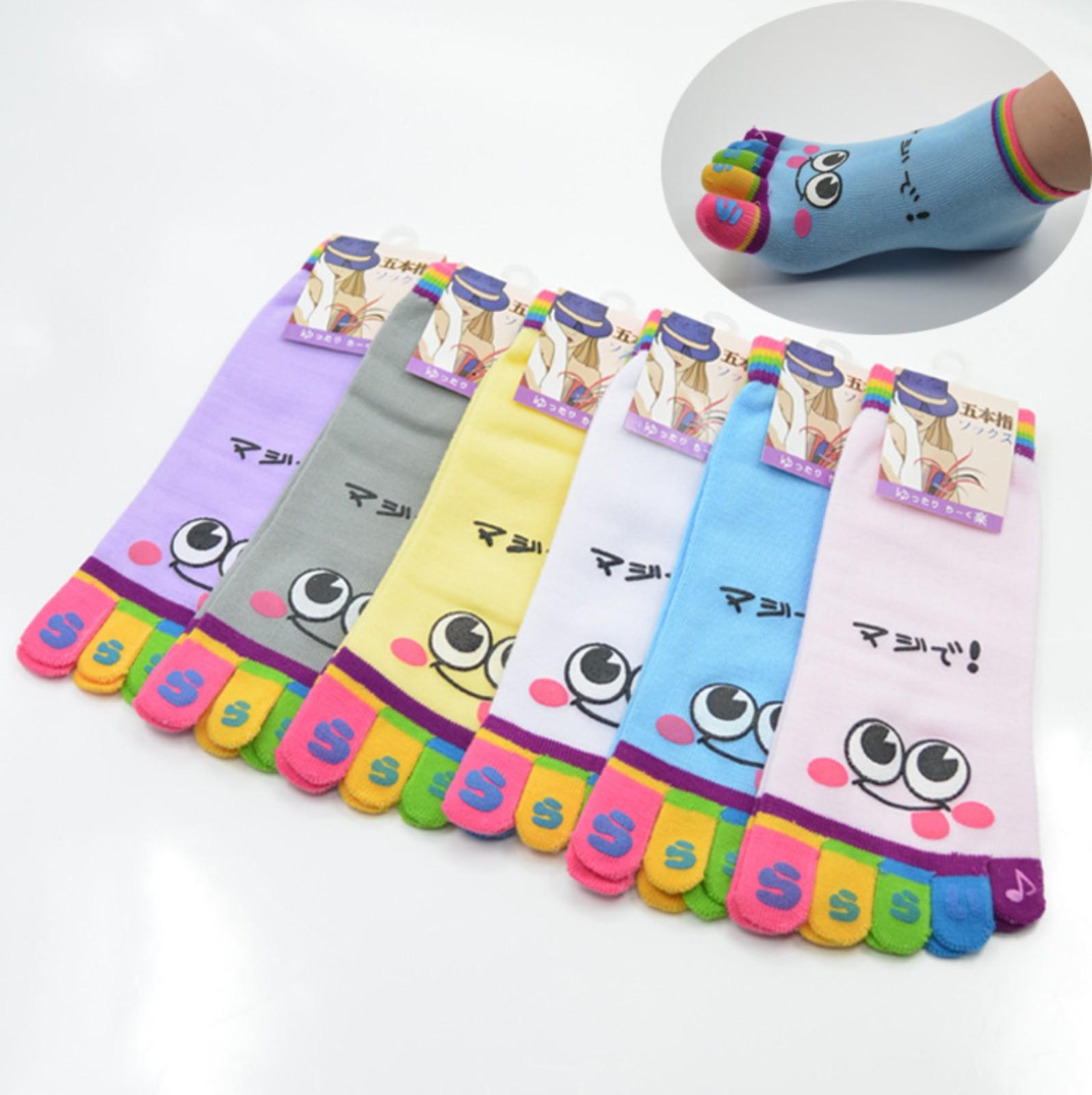 

Cute Ladies Five-finger Socks Short Cartoon Cotton Socks One Size фіолетовий