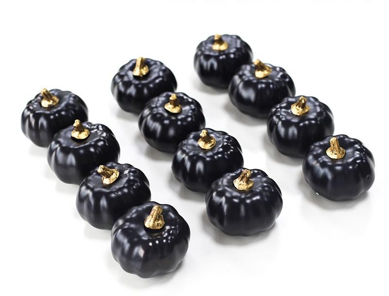 

12 шт./набор Хэллоуин Пенопластовый Декор Набор Имитация Маленькая Тыква Кленовый Лист Шишка для Реквизита для Вечеринки Фотосъемки Домашнее Украшение 7.5x6.5cm чёрный