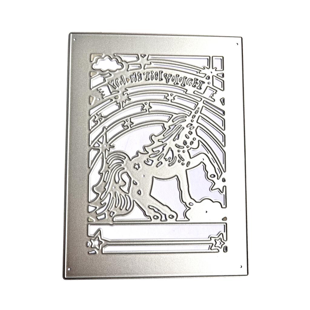 Carbon Steel DIY Rectangle Happy Birthday Horse Cutting Dies Embossing Stencils Template for Decorative Paper Album Card